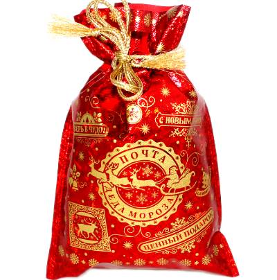Сладкий новогодний подарок в мешочке весом 600 грамм