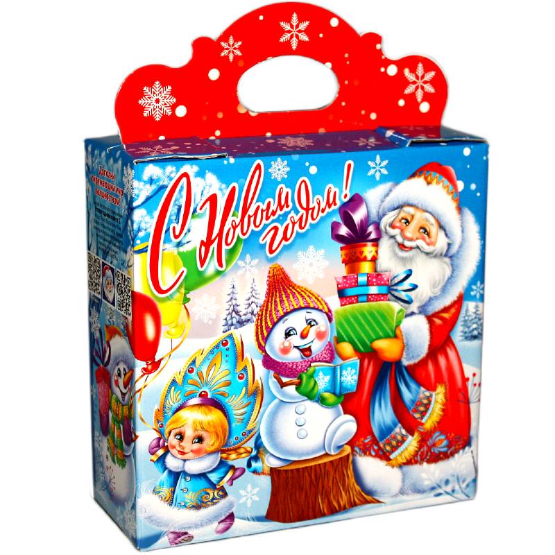 Сладкий новогодний подарок в картонной упаковке весом 750 грамм